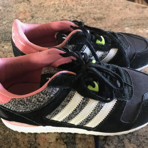 Adidas Black and Pink with 3 Stripes Sneakers